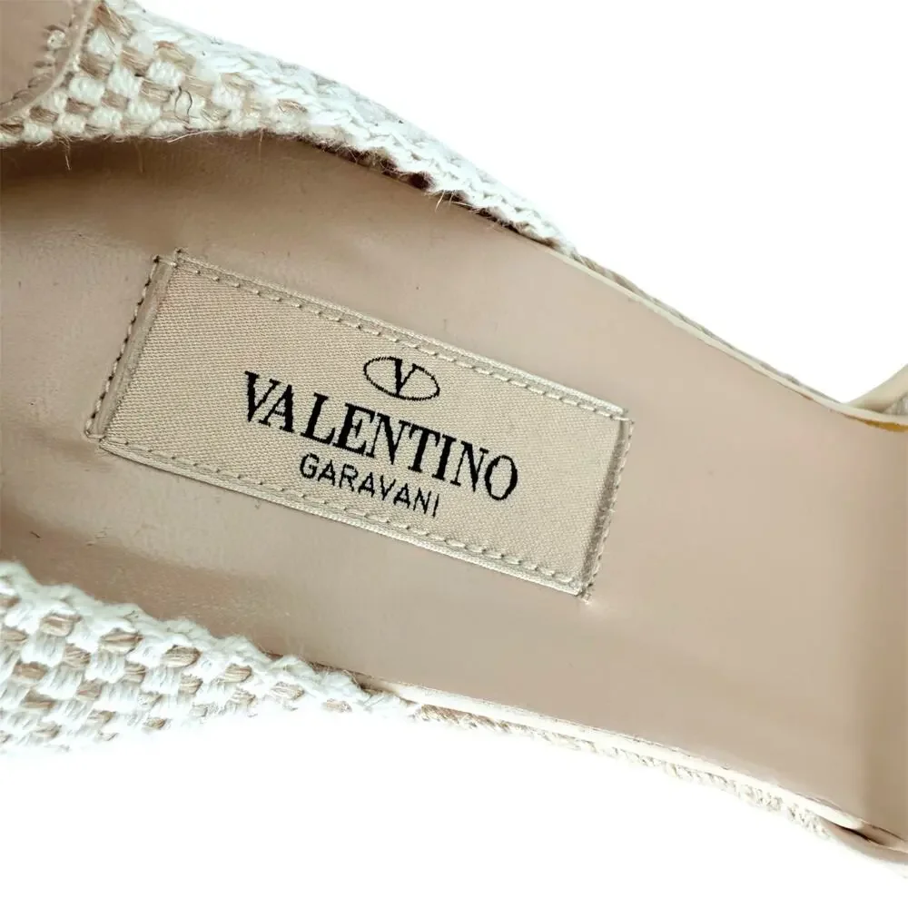 VALENTINO GARAVANI Mesh Lace Leather Espadrille Wedge EU 39 US 9 Platform Sandal